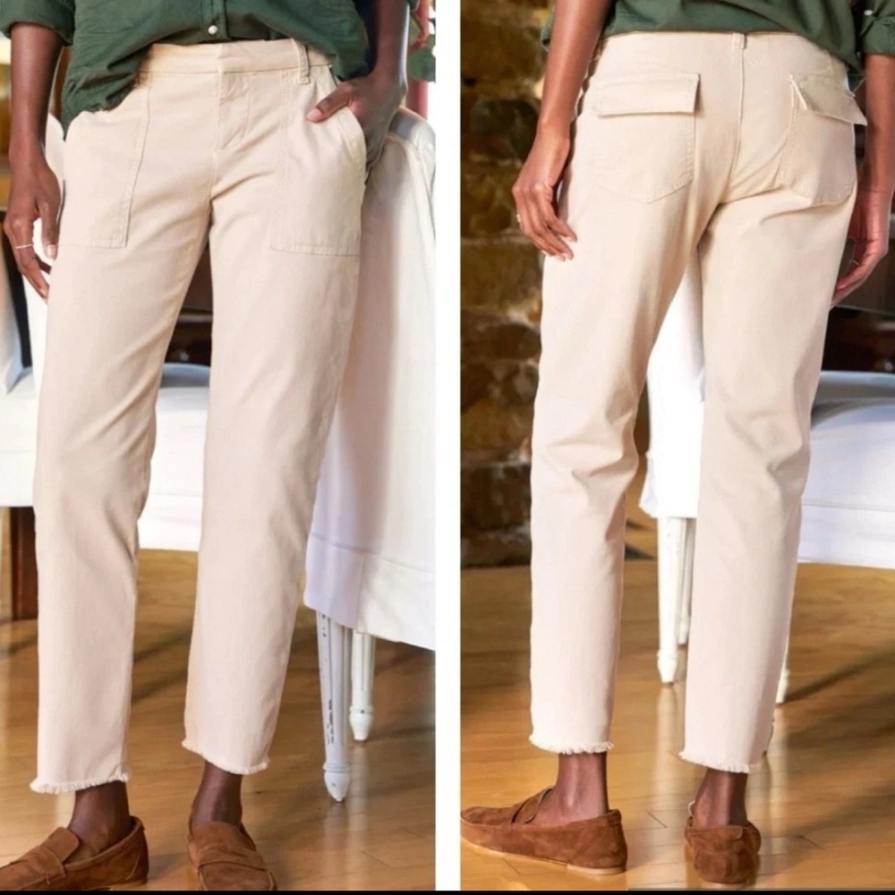 Frank & Eileen Ankle Pants in Italian Peached Tan Khaki Twill Cotton Size 6